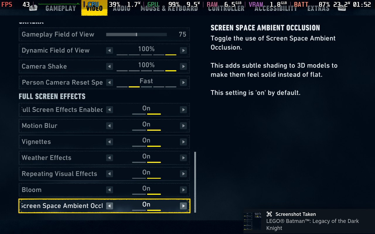 LEGO Batman: Legacy of the Dark Knight Is Surprisingly Playable on Steam Deck 5 LEGOBatmanLegacyoftheDarkKnightDefaultSettingsList 4