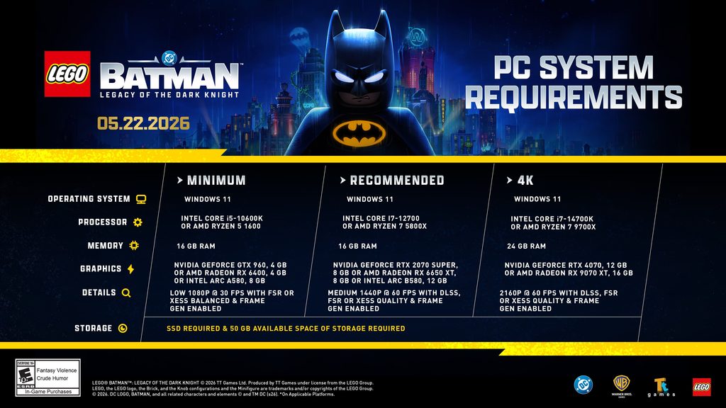 The New LEGO Batman Is Playable On Steam Deck According To Video Review 2 LEGOBatmanLegacyoftheDarkKnightPCSpecs