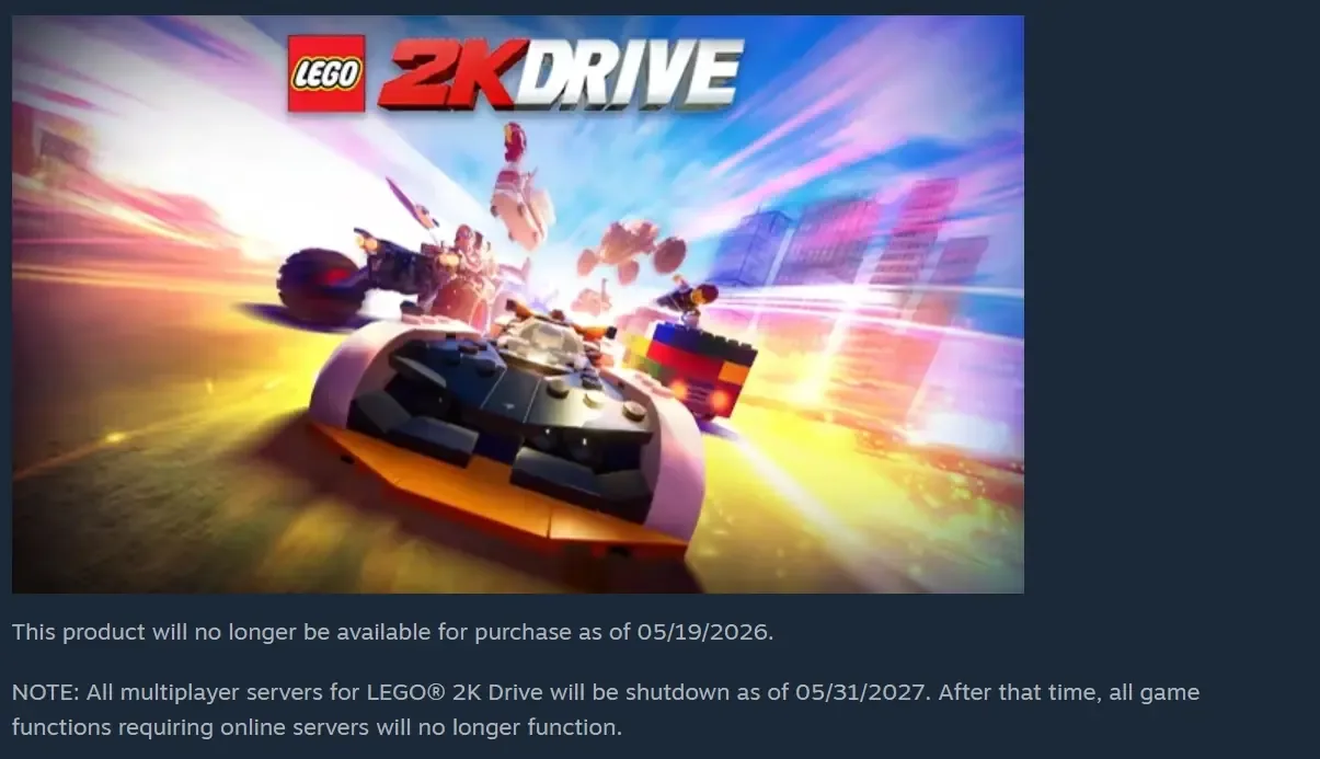LEGO 2K Drive Is Getting Quietly Delisted Next Week 2 Screenshot 16 5 2026 72930 store.steampowered.com
