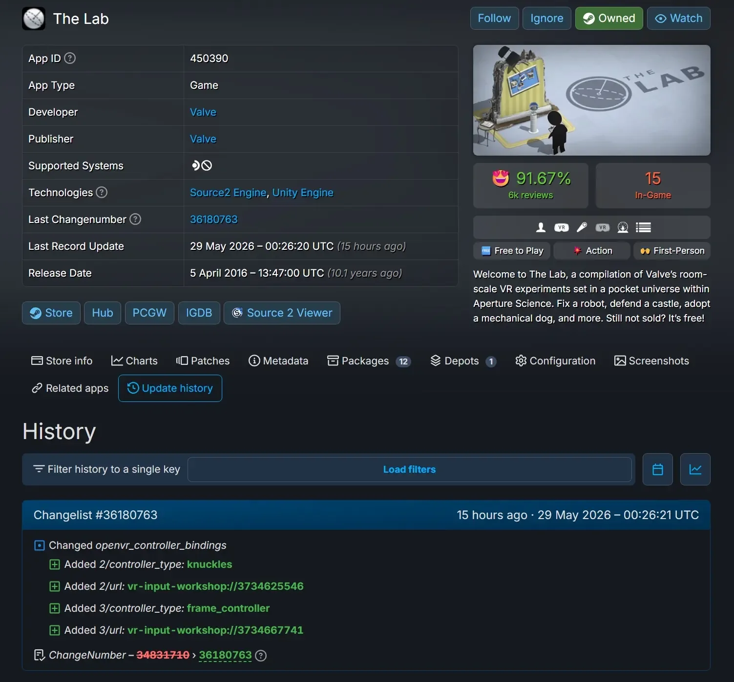The Lab Gets Steam Frame Controller Support 1 The Lab Steam Frame bindings